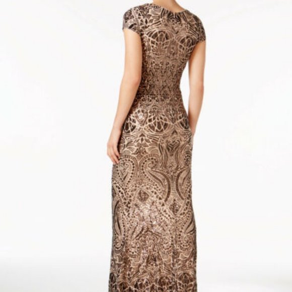 NWT Betsey & Adam Sequin Bronza Gown.  SZ S(4) - Picture 2 of 5